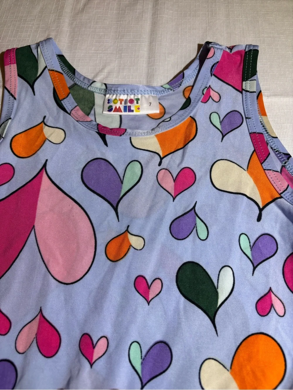 Dot Dot Smile Lavender Heart-Print Sleeveless Dress with Multicolor Hearts